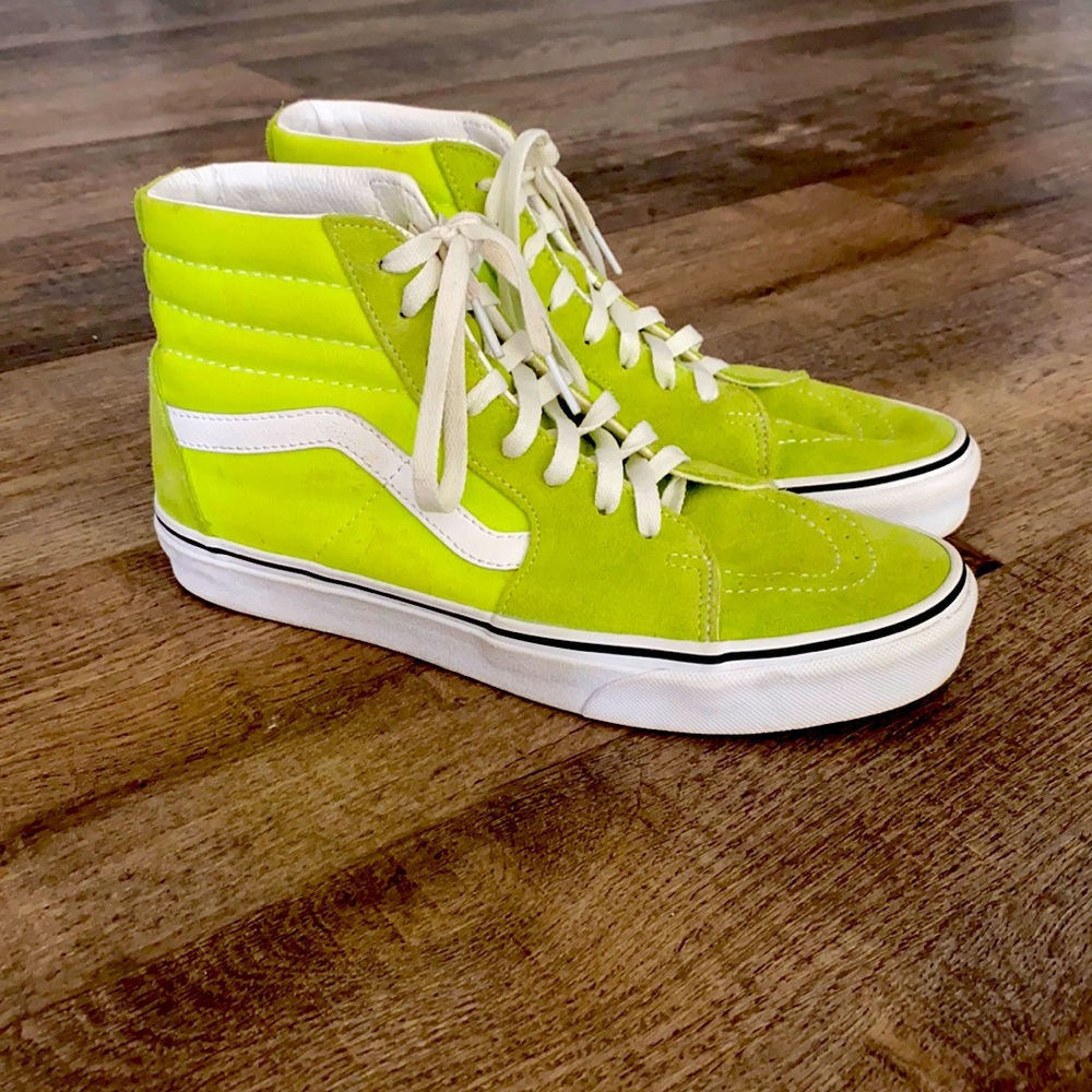 Neon Green Vans.  Normal wear and tear , only worn a few times .